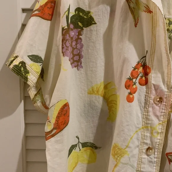 Urban Outfitters Lana Souvenir Fruit Print Short Sleeve Button Down Shirt Resort - Picture 7 of 11